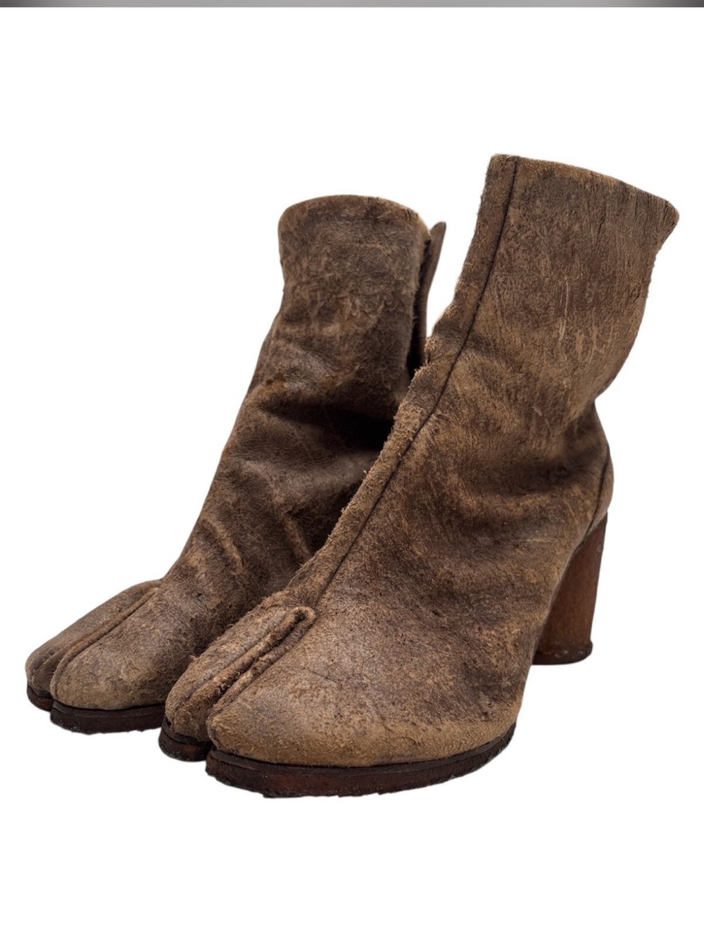 Maison Martin Margiela vintage Brown Split-Toe tabi Suede Boots. Rare !